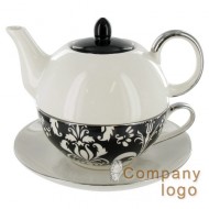 一個白色的風格別緻的茶